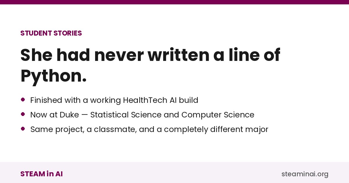 Student with no coding experience: Julia Kessman built a HealthTech AI project and went to Duke