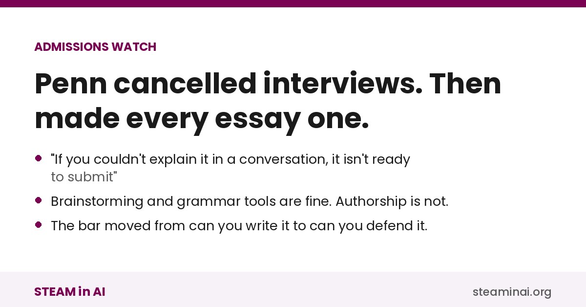 AI in college applications: Penn's rule turns the written application into an interview